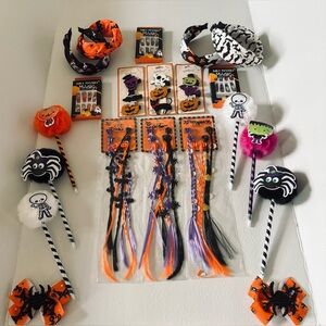 Spooky Kids Hair Accessories Set - Orange, Black, Purple